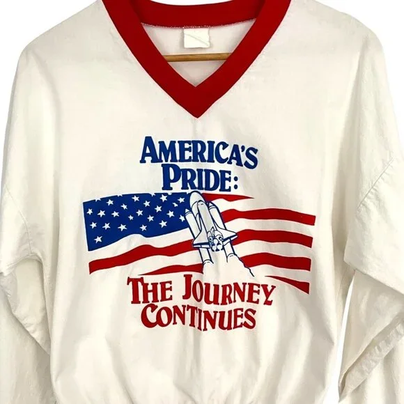 VTG NASA America's Pride The Journey Continues Top V Neck Size Small S - Picture 2 of 8
